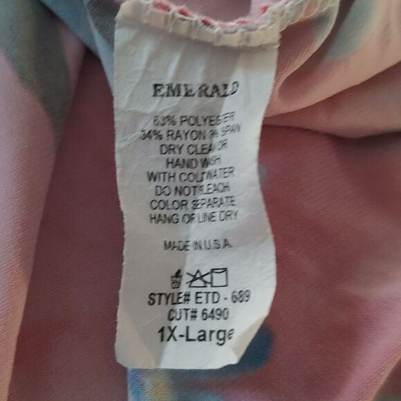 Pink floral high low short sleeve tropical faux wrap dress Sz 1XL NWOT - Picture 6 of 6